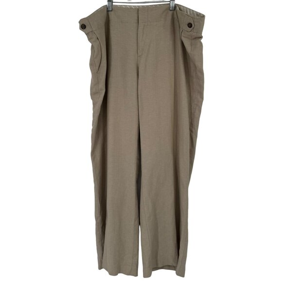GAP Pants - Gap women's wide leg Hip slung fit pants Linen beige, size 16 pockets